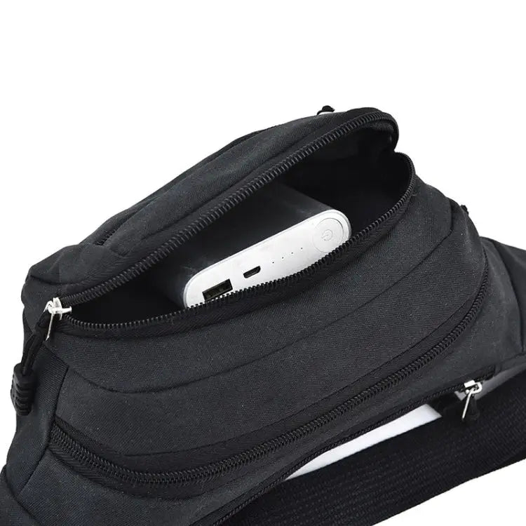 Pure Color Multi-function Pockets Waterproof Chest Bag Waist Sports Bag - Black