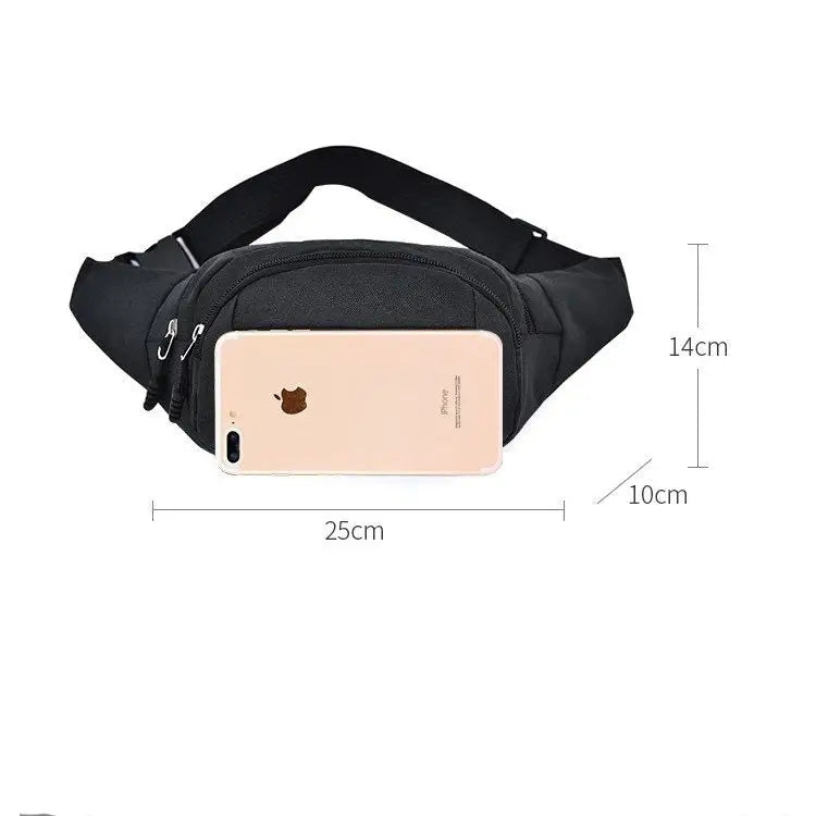 Pure Color Multi-function Pockets Waterproof Chest Bag Waist Sports Bag - Black