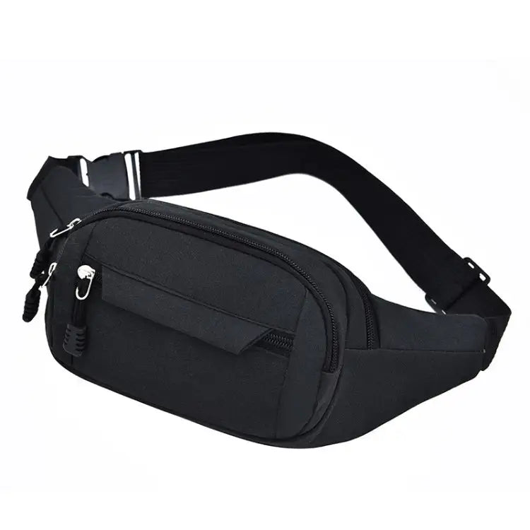 Pure Color Multi-function Pockets Waterproof Chest Bag Waist Sports Bag - Black
