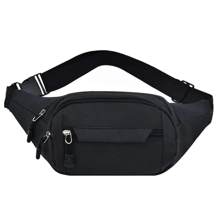 Pure Color Multi-function Pockets Waterproof Chest Bag Waist Sports Bag - Black