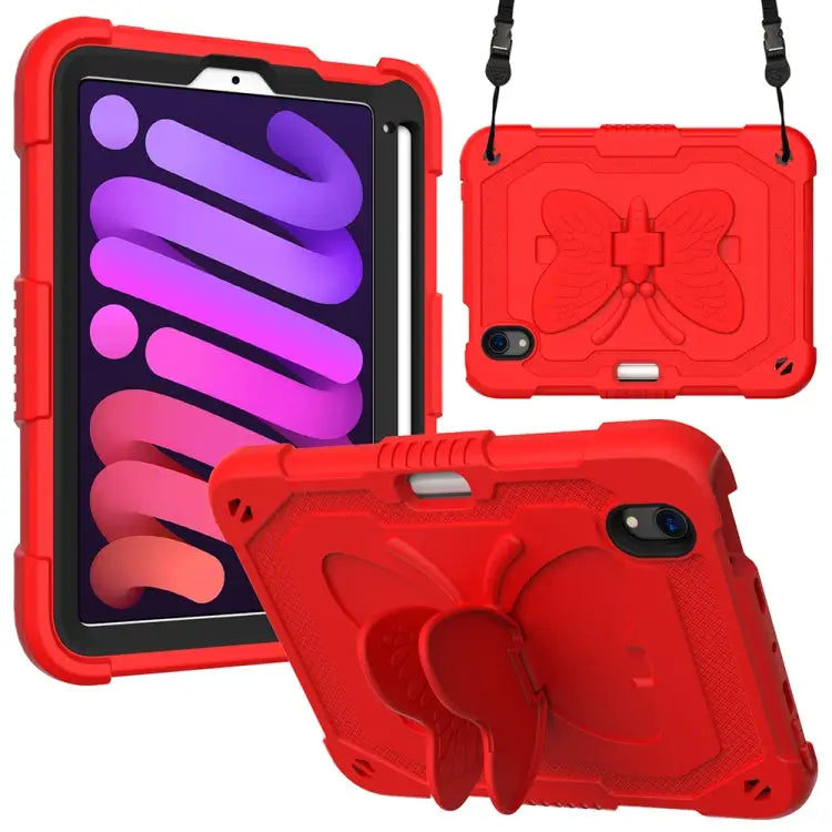 Pure Color PC + Silicone Anti-drop Protective Case with Butterfly Shape Holder & Pen Slot For iPad 9.7 2018 & 2017