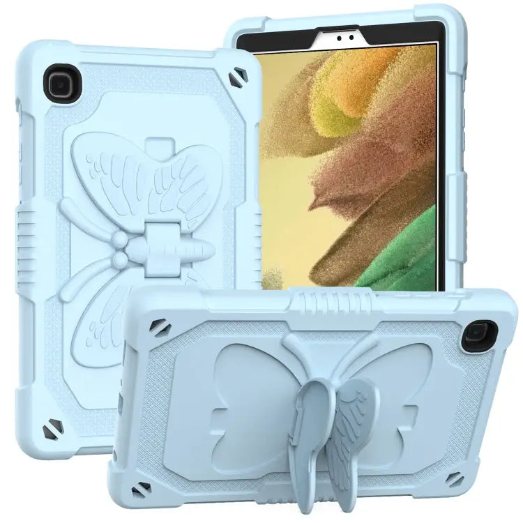 Pure Color PC + Silicone Anti-drop Protective Case with Butterfly Shape Holder & Pen Slot For Samsung Galaxy Tab A7