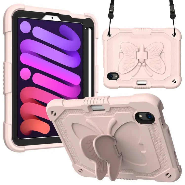 Pure Color PC + Silicone Anti-drop Protective Case with Butterfly Shape Holder & Pen Slot For iPad 9.7 2018 & 2017