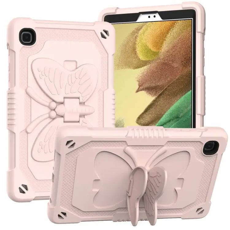 Pure Color PC + Silicone Anti-drop Protective Case with Butterfly Shape Holder & Pen Slot For Samsung Galaxy Tab A7