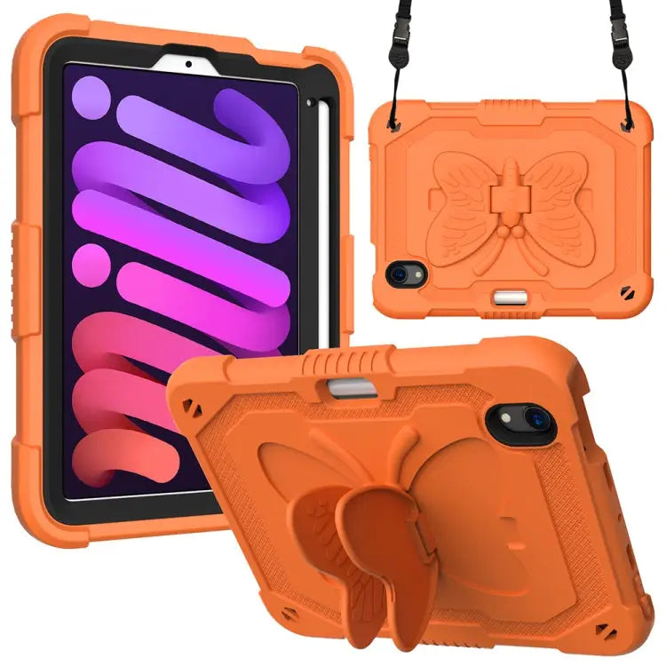Pure Color PC + Silicone Anti-drop Protective Case with Butterfly Shape Holder & Pen Slot For iPad 9.7 2018 & 2017