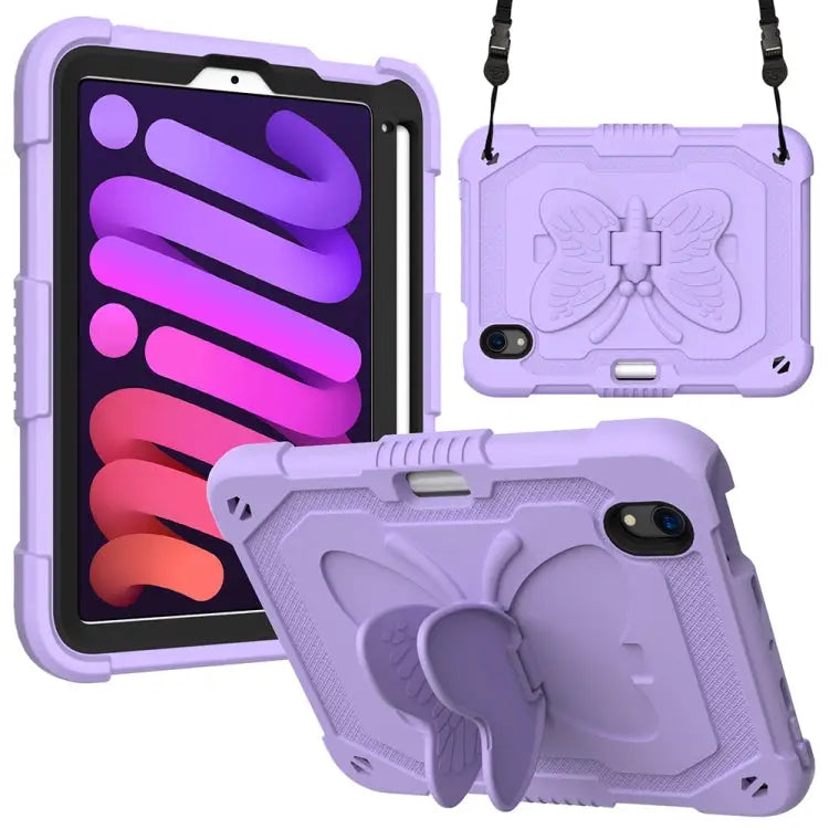 Pure Color PC + Silicone Anti-drop Protective Case with Butterfly Shape Holder & Pen Slot For iPad 9.7 2018 & 2017