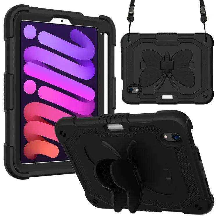 Pure Color PC + Silicone Anti-drop Protective Case with Butterfly Shape Holder & Pen Slot For iPad 9.7 2018 & 2017