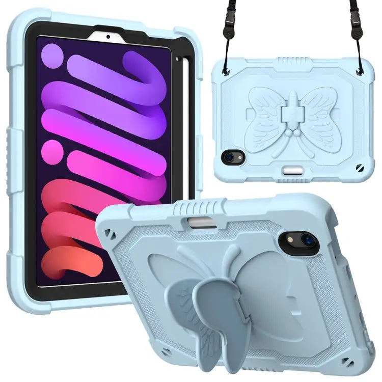Pure Color PC + Silicone Anti-drop Protective Case with Butterfly Shape Holder & Pen Slot For iPad 9.7 2018 & 2017