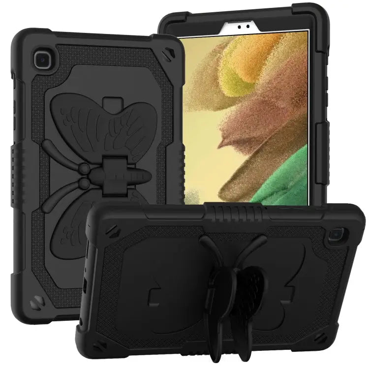 Pure Color PC + Silicone Anti-drop Protective Case with Butterfly Shape Holder & Pen Slot For Samsung Galaxy Tab A7