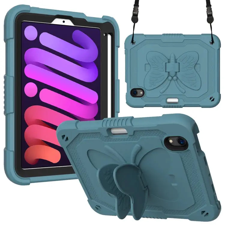 Pure Color PC + Silicone Anti-drop Protective Case with Butterfly Shape Holder & Pen Slot For iPad 9.7 2018 & 2017
