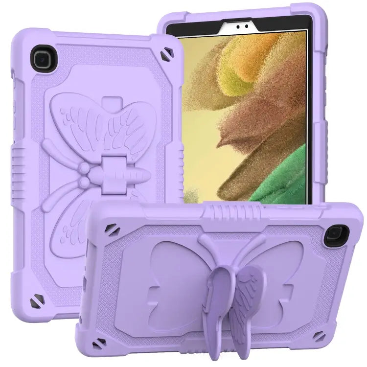 Pure Color PC + Silicone Anti-drop Protective Case with Butterfly Shape Holder & Pen Slot For Samsung Galaxy Tab A7