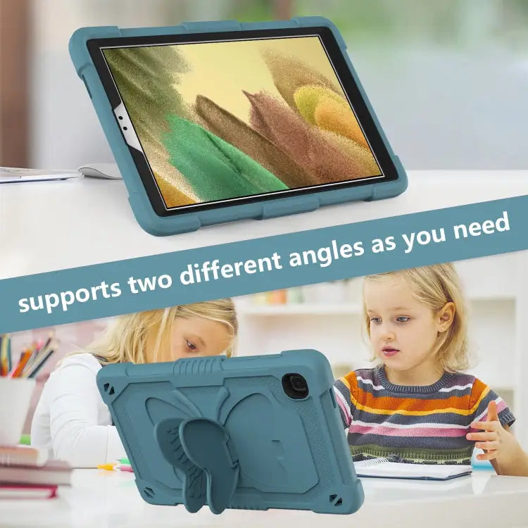 Pure Color PC + Silicone Anti-drop Protective Case with Butterfly Shape Holder & Pen Slot For Samsung Galaxy Tab A7