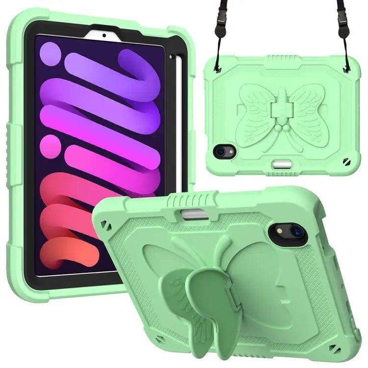 Pure Color PC + Silicone Anti-drop Protective Case with Butterfly Shape Holder & Pen Slot For iPad 9.7 2018 & 2017
