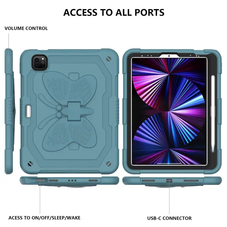 Pure Color PC + Silicone Anti-drop Tablet Tablet Case with Butterfly Holder & Pen Slot For iPad Pro 11 2018 & 2020 &