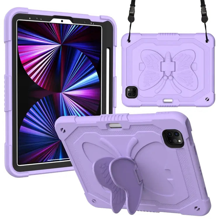 Pure Color PC + Silicone Anti-drop Tablet Tablet Case with Butterfly Holder & Pen Slot For iPad Pro 11 2018 & 2020 &
