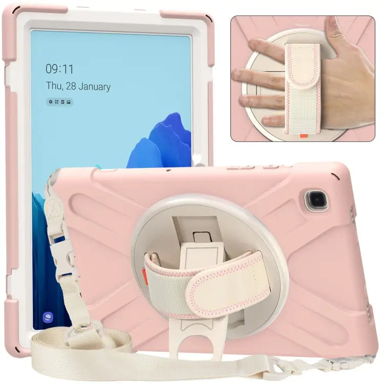 Pure Color Silicone + PC Protective Case with Holder & Shoulder Strap For iPad 10.2 2021 / 2020 / 2019 For Samsung