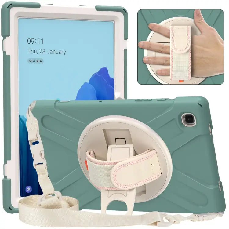 Pure Color Silicone + PC Protective Case with Holder & Shoulder Strap For iPad 10.2 2021 / 2020 / 2019 For Samsung