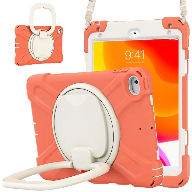 Pure Color Silicone + PC Protective Case with Holder & Shoulder Strap For iPad mini 5 / 4 - For iPad mini 5 / 4 / Coral