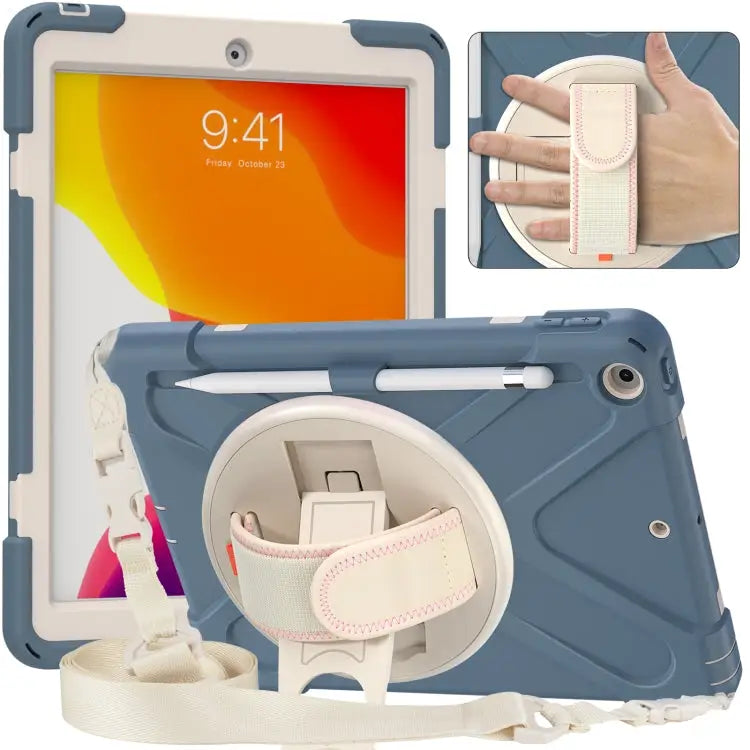 Pure Color Silicone + PC Protective Case with Holder & Shoulder Strap For iPad 10.2 2021 / 2020 / 2019 For Samsung