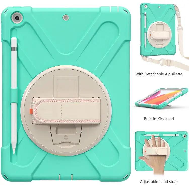 Pure Color Silicone + PC Protective Case with Holder & Shoulder Strap For iPad 10.2 2021 / 2020 / 2019 For Samsung