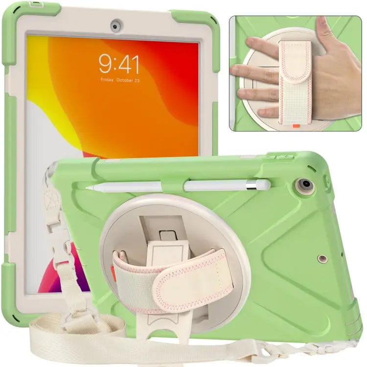 Pure Color Silicone + PC Protective Case with Holder & Shoulder Strap For iPad 10.2 2021 / 2020 / 2019 For Samsung