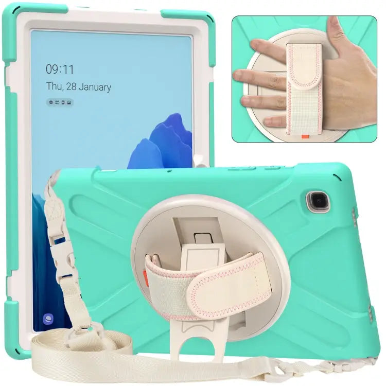 Pure Color Silicone + PC Protective Case with Holder & Shoulder Strap For iPad 10.2 2021 / 2020 / 2019 For Samsung