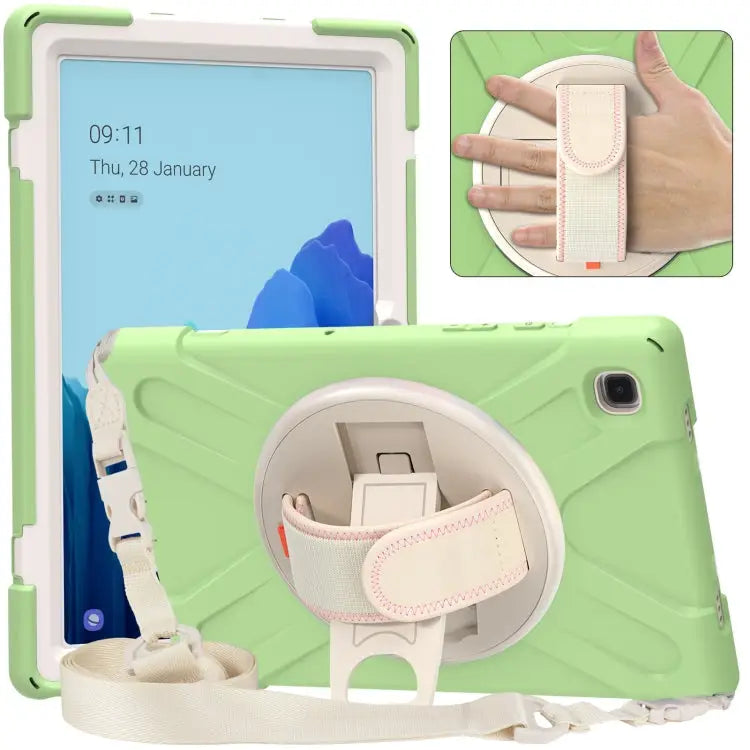 Pure Color Silicone + PC Protective Case with Holder & Shoulder Strap For iPad 10.2 2021 / 2020 / 2019 For Samsung