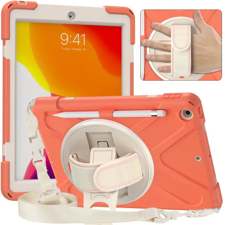 Pure Color Silicone + PC Protective Case with Holder & Shoulder Strap For iPad 10.2 2021 / 2020 / 2019 For Samsung
