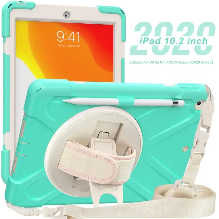 Pure Color Silicone + PC Protective Case with Holder & Shoulder Strap For iPad 10.2 2021 / 2020 / 2019 For Samsung
