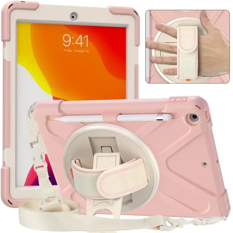Pure Color Silicone + PC Protective Case with Holder & Shoulder Strap For iPad 10.2 2021 / 2020 / 2019 For Samsung