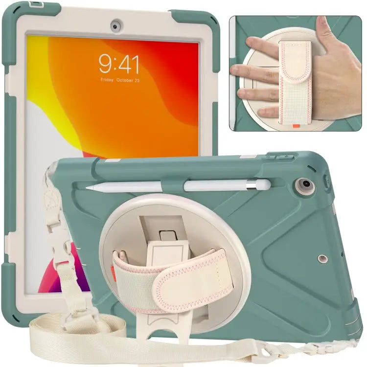 Pure Color Silicone + PC Protective Case with Holder & Shoulder Strap For iPad 10.2 2021 / 2020 / 2019 For Samsung