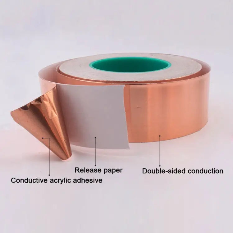 Pure Copper Double-sided Conductive Copper Foil Tape Signal Masking Tape Size: 20m x 15mm Size: 20m x 15mm - Size: 20m