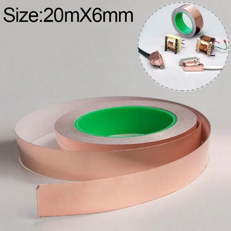 Pure Copper Double-sided Conductive Copper Foil Tape Signal Masking Tape Size: 20m x 6mm Size: 20m x 6mm - Size: 20m x