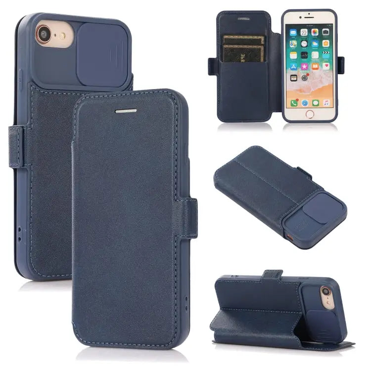 Push Window Double Buckle PU + Silicone Horizontal Flip Leather Case with Holder & Card Slot For iPhone 8 Plus & 7 Plus