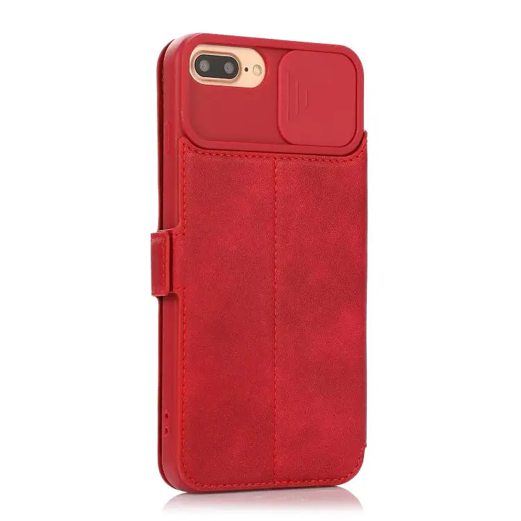 Push Window Double Buckle PU + Silicone Horizontal Flip Leather Case with Holder & Card Slot For iPhone 8 Plus & 7 Plus