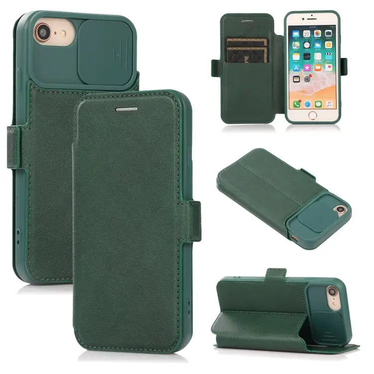 Push Window Double Buckle PU + Silicone Horizontal Flip Leather Case with Holder & Card Slot For iPhone 8 Plus & 7 Plus