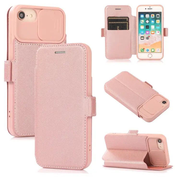 Push Window Double Buckle PU + Silicone Horizontal Flip Leather Case with Holder & Card Slot For iPhone 8 Plus & 7 Plus