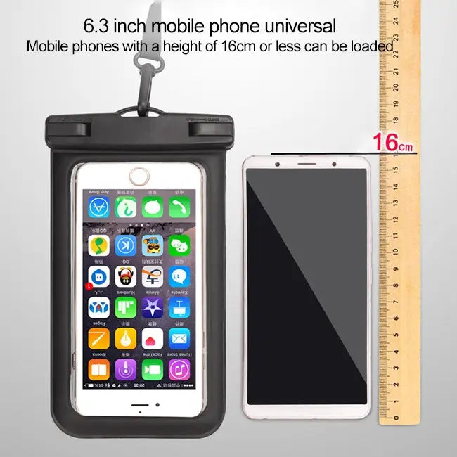 PVC Transparent Universal IPX8 Waterproof Bag with Lanyard for Smart Phones below 6.3 inch - Green