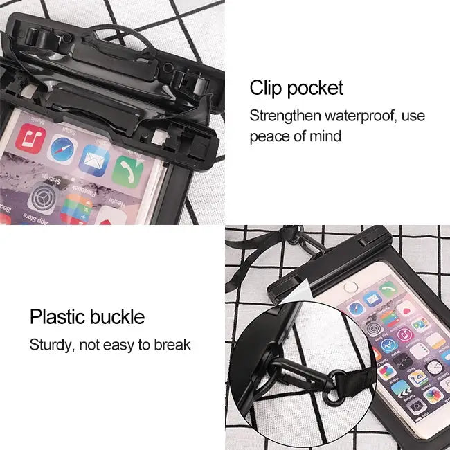 PVC Transparent Universal IPX8 Waterproof Bag with Lanyard for Smart Phones below 6.3 inch - Green