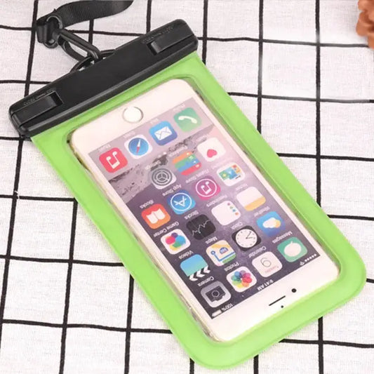 PVC Transparent Universal IPX8 Waterproof Bag with Lanyard for Smart Phones below 6.3 inch - Green