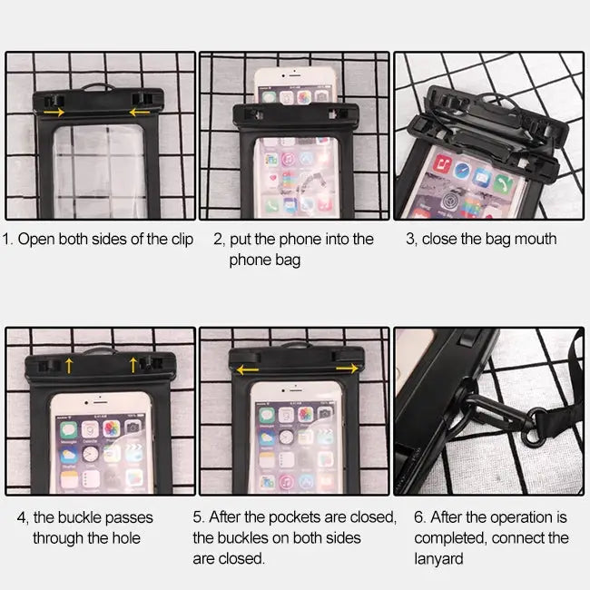 PVC Transparent Universal IPX8 Waterproof Bag with Lanyard for Smart Phones below 6.3 inch - Green