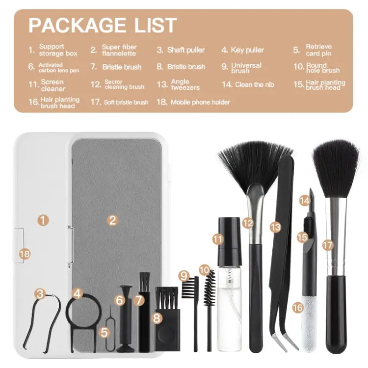 Q10 18 in1 Computer Keyboard Cleaner Brush Kit Earphone Cleaning Pen Keycap Puller Q10 - Q10 - Apple Accessories