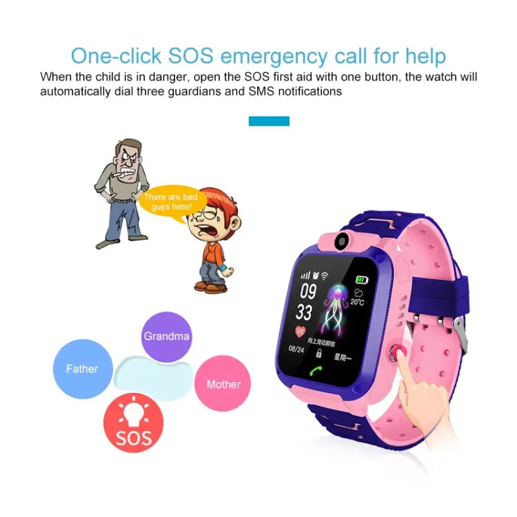 Q120 1.44 inch Color Screen Smartwatch for Children IP67 Waterproof Support LBS Positioning / Two-way Dialing / One-key