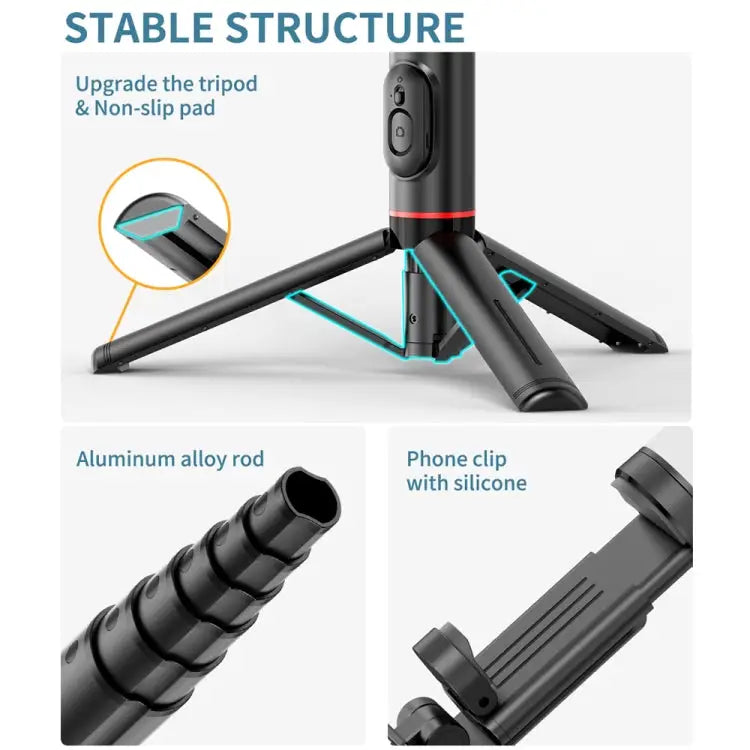 Q12s Bluetooth Remote Control Rotatable Fill Light Tripod Selfie Stick Q12s - Q12s