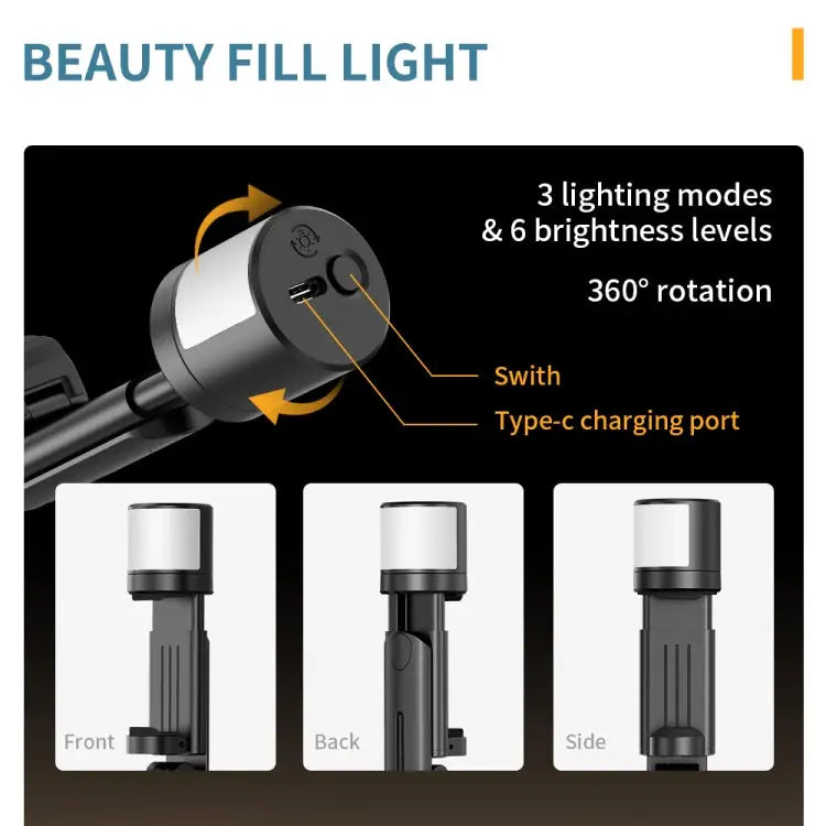 Q12s Bluetooth Remote Control Rotatable Fill Light Tripod Selfie Stick Q12s - Q12s