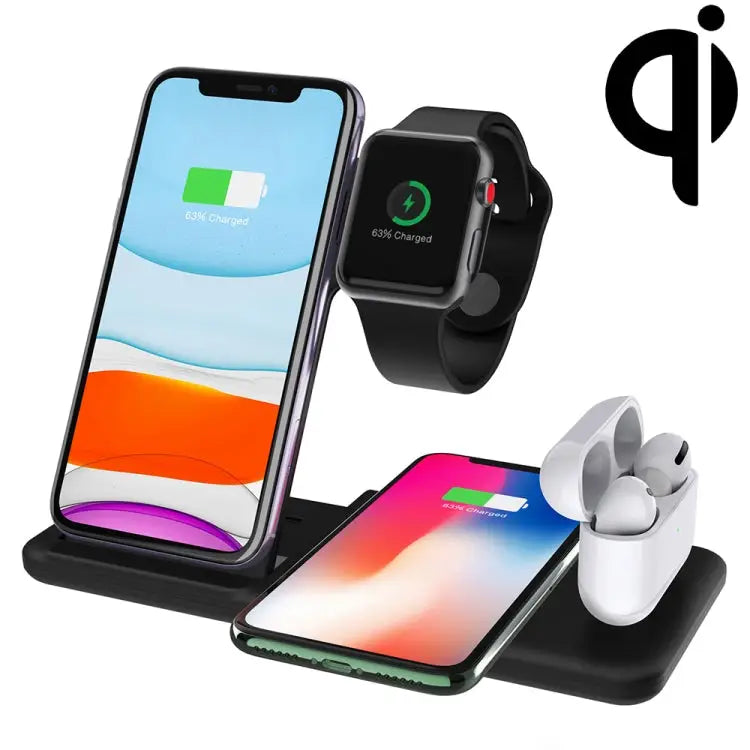 Q20 4 In 1 Wireless Charger Charging Holder Stand Station with Adapter For iPhone / Apple Watch / AirPods Support Dual