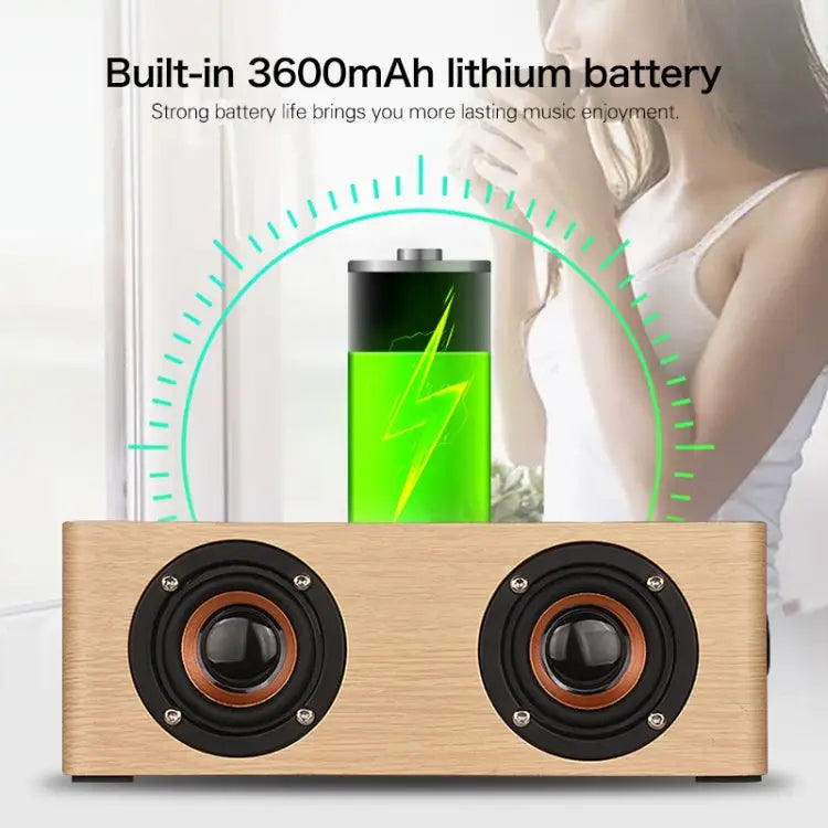 Q5A Multifunctional Wooden Touch Clock Display Wireless Charging Bluetooth Speaker Support TF Card & U Disk & 3.5mm AUX