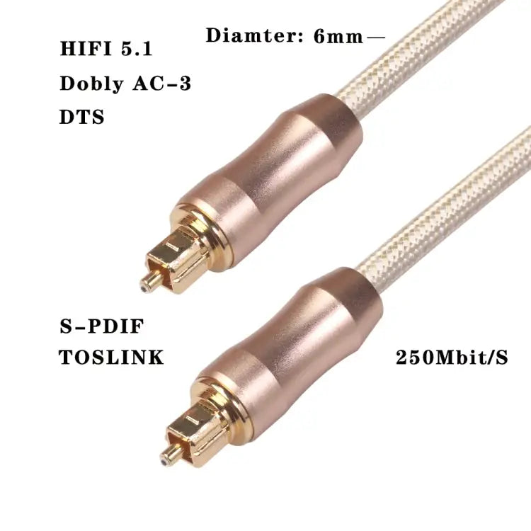 QHG02 SPDIF 2m OD6.0mm Toslink FIBER Male to Male Digital Optical Audio Cable 2m - 2m
