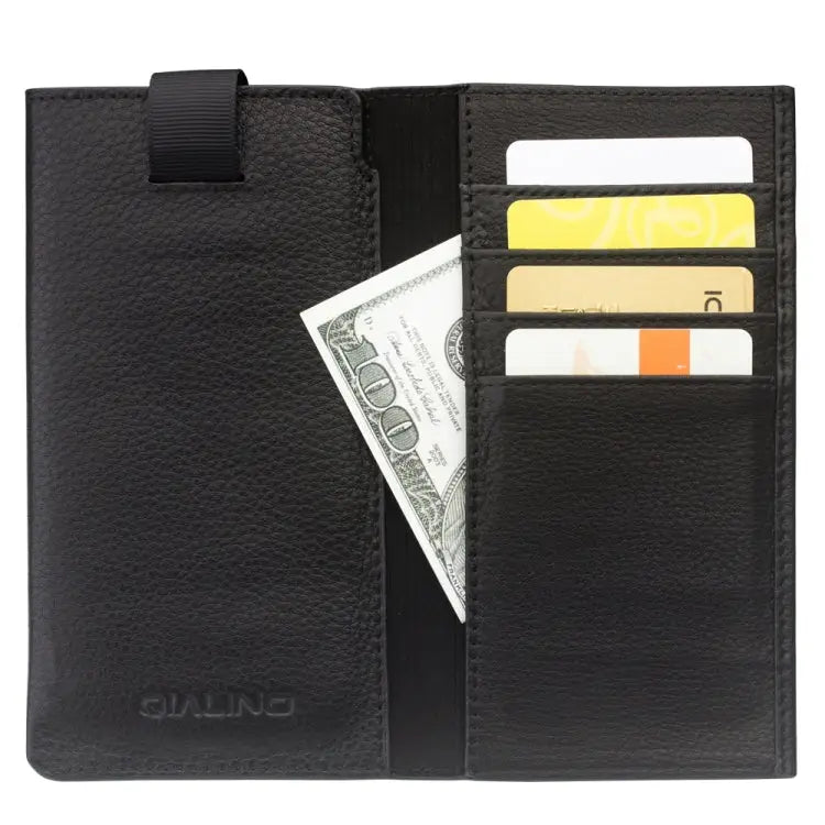 QIALINO Nappa Texture Top-grain Leather Horizontal Flip Wallet Case with Card Slots For iPhone XS / X For iPhone XS Max