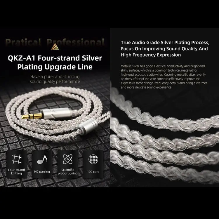 QKZ A1 Four-strand Silver-plated Wired Earphone - Apple Accessories